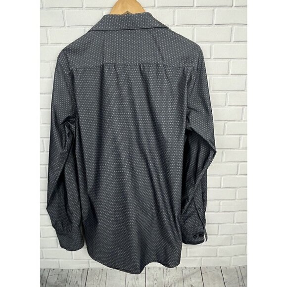 Van Heusen Flex Slim fit blue Diamond dot button down shirt Mens medium 15–15.5 - Picture 8 of 12